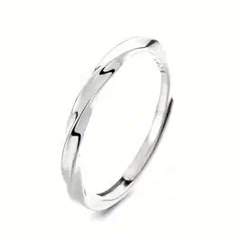 1pc S925 Pure Silvery Retro Design Möbius Ring Twist Ring Open Adjustable Low Allergy Ring . 1.8g, Vana