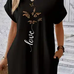 With Pocket Dress, Casual Short Sleeve Dress For , Women's Clothing