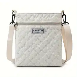 Lightweight Quilted Women's Shoulder Bag With Adjustable Strap – Elegant Solid Color, Detachable Strap, Zipper Closure, Ideal For Daily Use And