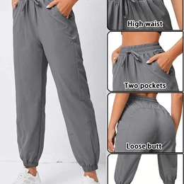 Drawstring Waist Jogger Pants, Slant Pockets Quick Drying Workout Pants, Women's Activewear
