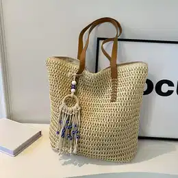 Simple Versatile Tote Bag, Solid Color Large Capacity Handbag, Women's Outdoor Beach Shoulder Bag