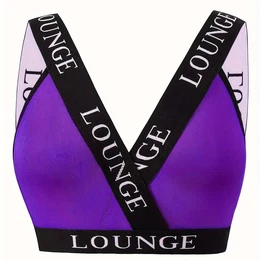 Plus Size Sexy Bra, Women's Plus Letter Tape Non Padded High Stretch Bralette