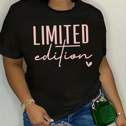 Plus Size Letter Print T-shirt, Casual Crew Neck Short Sleeve T-shirt, Women's Plus Size clothing