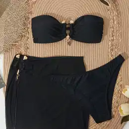 Fashionable And Elegant Vacation Swimsuit And Gauze Skirt 3 Piece Set