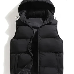 Women's Autumn/winter Warm Vest, Casual Solid Color Hooded Loose Fit Sleeveless Jacket, Polyester 100%, Non-stretch Fabric, Woven, With Pockets,