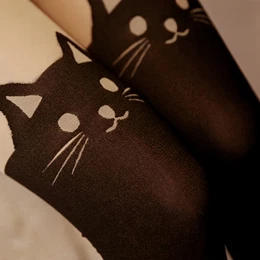 1-pair Women's Kitten Meows Cat Print Sheer Tights - Soft Comfortable Full Pantyhose With 80 , Machine Washable For Costumes, Photoshoots &