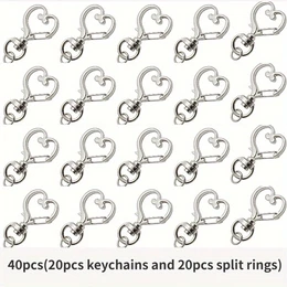 40 -shaped Keychains Made Of Alloy With A Golden , Heart-shaped Pendant Diy Accessory