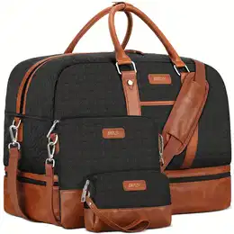 Weekender Bags For Women Travel Bag Set, Large Overnight Bag Canvas Travel Duffel Bag Carry On Tote With Waterproof Wet And Dry Shoe Compartment