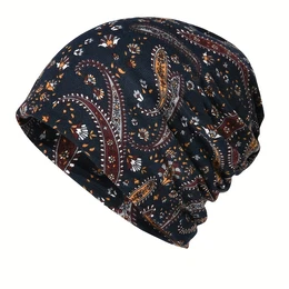 Chic Paisley Print Beanie - Lightweight, Stretchy Polyester Skull Cap For Women Perfect For Chemo, Beach & Outdoor Activities