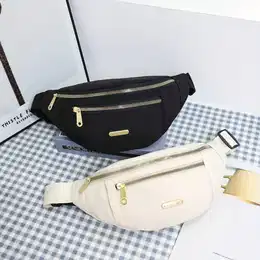 2-pack Women's Waist Pouches, Fashionable Casual Fanny Packs, Lightweight Nylon, Adjustable Strap, Zip Closure, Solid Color, Polyester ,