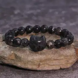 Cat-themed Natural Stone Bracelet - 8mm Round Beads In Rose Quartz, Turquoise & Amethyst - Perfect Gift For Cat Lovers, Cat Accessories
