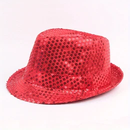 Stylish Women's Sequin Jazz Dance Cap - Vibrant Rolled Hip-hop Bowler Hat With Sun Protection, Breathable Polyester, Hand Washable For Stage &
