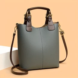 Stylish & Lightweight Pu Bucket Bag For Women - Minimalist Crossbody Bag With Removable Shoulder Strap - Black, , Blue