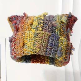 A Floral Fashion Popcorn Street-style Knotted Tie-dye Beanie
