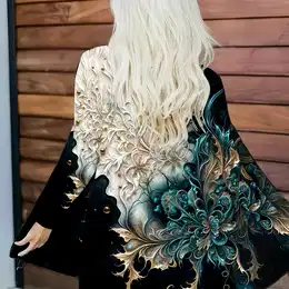Fashionable Print Cardigan Casual Long Sleeve Jacket