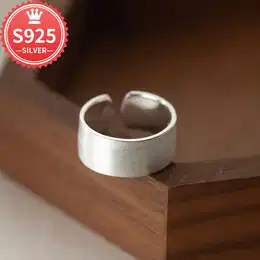 925 Hypoallergenic Minimalist Wide-face Brushed Women's Ring Simple Temperament Index Finger Ring 3.7g