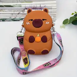 1pc Cute Capybara Silicone Coin Purse, Crossbody Bag, Portable Storage Wallet With Straps, No , Soft Tpu Material