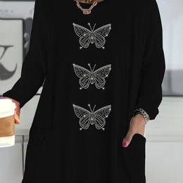 Large Size Women's Casual Pocket Long Sleeve T-shirt