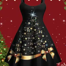 Plus Size Christmas Bells Ombre A-line Dress