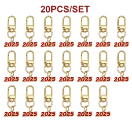 20pcs Set 2025 New Year Keychain - Alloy Enamel Number Charms With Lobster Clasp, Perfect Gift For Family &
