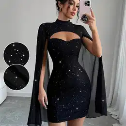 Women's Stand-collar Cape Mini Dress