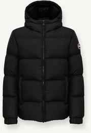 Daunen-Winterjacke Puffy mit fester Kapuze (sehr warm) schwarz Herren