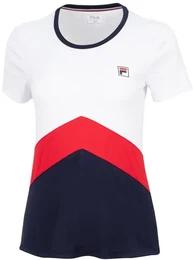 Tennis-Shirt Aurelia (100% Polyester) weiss/navyblau/rot Damen