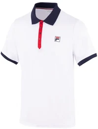 Tennis-Polo Dominic (100% rec. Polyester, klassisch Look) weiss/navy Herren