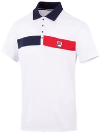 Tennis-Polo Jayden (100% rec. Polyester, klassisch Look) weiss/rot/navy Herren