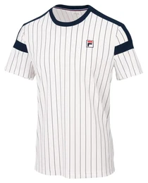 Tennis-Tshirt Stripes Jascha (100% Polyester) weiss Herren