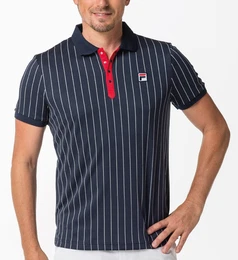 Tennis-Polo Stripes (100% Polyester) peacoatblau/weiss/rot Herren
