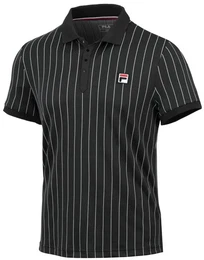 Tennis-Polo Stripes (100% Polyester) schwarz/weiss Herren