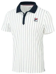 Tennis-Polo Stripes Bjrn Retro-Look (100% Polyester) weiss/navyblau Herren