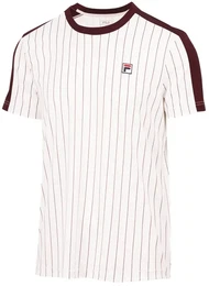 Tennis-Tshirt Stripes Jascha 2 (100% Polyester) weiss/weinrot Herren