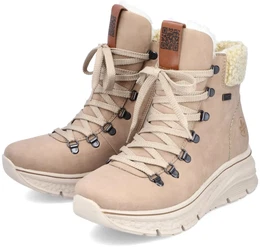 Winterstiefel 48034-20 (Schnrstiefel mit Innenfutter und seitlichen Reissverschluss) sandbeige Damen
