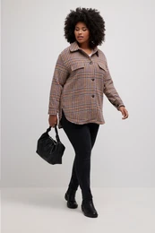 Bunda, kostkovan vzor, oversize, lmeek, dlouh rukvy