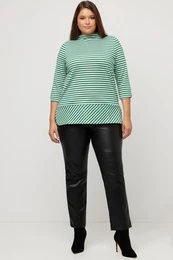 Triko, pruhy, metalick efekt, stojek, 3/4 rukvy