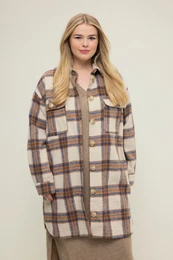 Kostkovan koilov bunda, dlouh a oversize, lmeek
