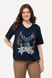 Triko, tradin motiv, vstih do V, krtk rukvy, elastick lem