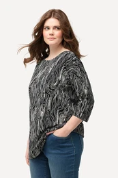 Triko, linie, oversize, lodikov vstih, 3/4 rukvy