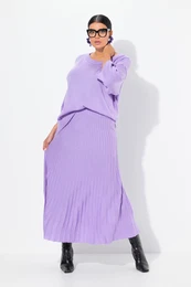 pletov midi, sukn A stih, podl vlny, elastick pas