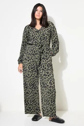 Plisovan overal, leopard vzor, irok nohavice
