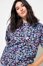 Triko, oversize, potisk Millefleur