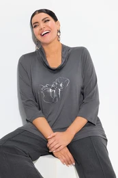 Triko, metalick potisk, kaskdov vstih, 3/4 rukvy