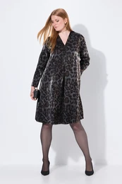 Midi aty, leopard design, A stih, vstih do V, dlouh rukvy