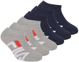 Kinder Socken, Multipack - Invisible Sneakers, Logo, einfarbig Blau/Grau 23-26 12er Pack (2x6P)