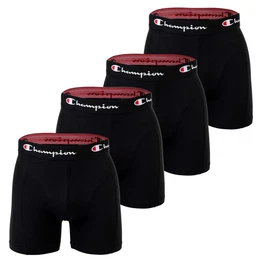 Herren Boxershorts, 4er Pack - Baumwolle, Logobund, einfarbig Schwarz M