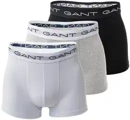 Herren Boxershorts, 3er Pack - Trunks, Cotton Stretch, Logo, einfarbig Grau XL