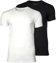 Herren T-Shirt, 2er Pack - C-NECK T-SHIRT 2-PACK, Rundhals, kurzarm, Cotton Schwarz/Wei S