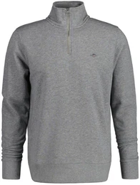 Herren Sweatshirt - REGULAR SHIELD HALF ZIP SWEAT, Reiverschluss-Kragen, Logo Grau L